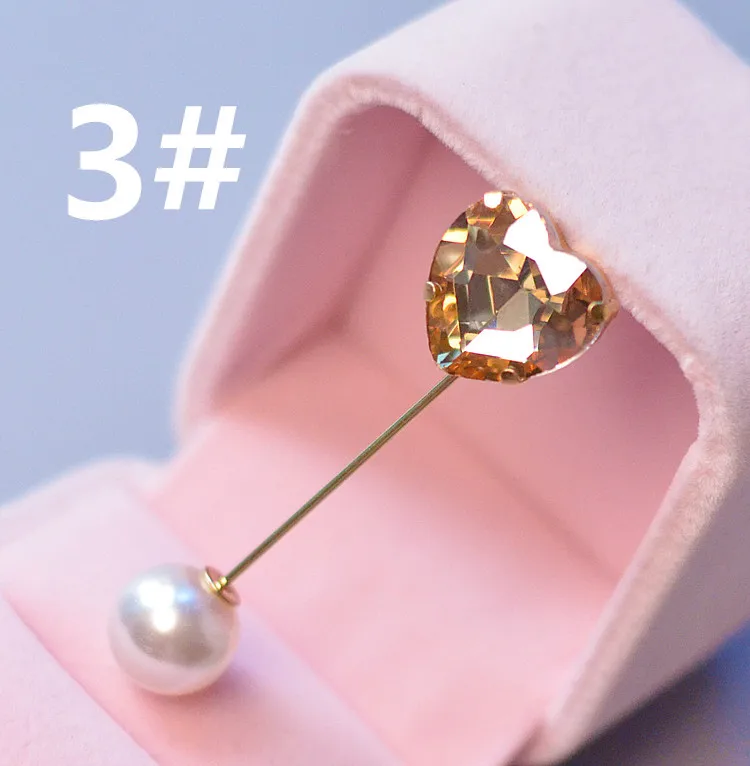 Fashion Colorful Rhinestone Simple Heart Brooch Vintage Brooch Fashion Hijab Pins and Brooches Clothes for Women Gift 3pcs - Окраска металла: gold