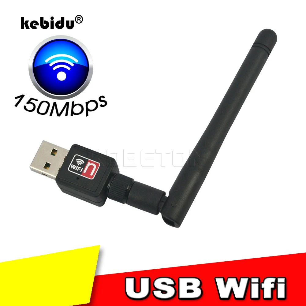 Сетевая мини карта kebidu USB Wi Fi 150 Мбит/с 802.11b/n/g 2 дБи с антенной|network adapter|wireless network