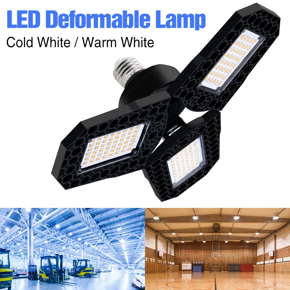 

UFO LED Lamp E27 LED Bulb 40W 60W 80W 100W High Bay Light 220V Garage Light LED Deformable Lamp Factory Industrial Lighting 110V