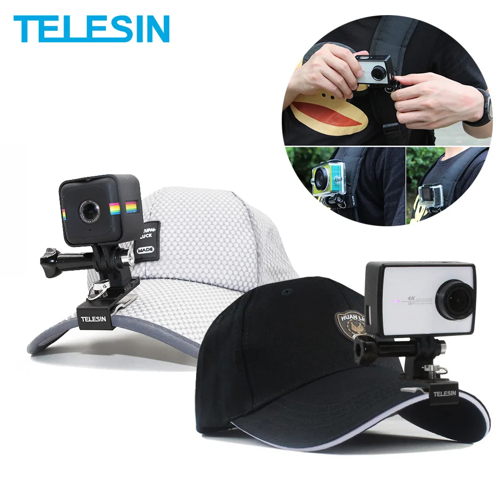 TELESIN, рюкзак, заколка-шляпка, зажим для крышки, крепление для GoPro, Xiaomi Yi, DJI, Osmo, экшн, SJCAM, eken, аксессуары для камеры