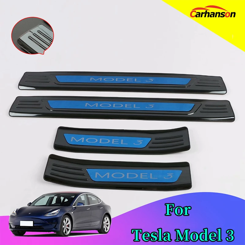 Накладка на порог для Tesla Model 3 накладка из нержавеющей стали Защитная Наклейка