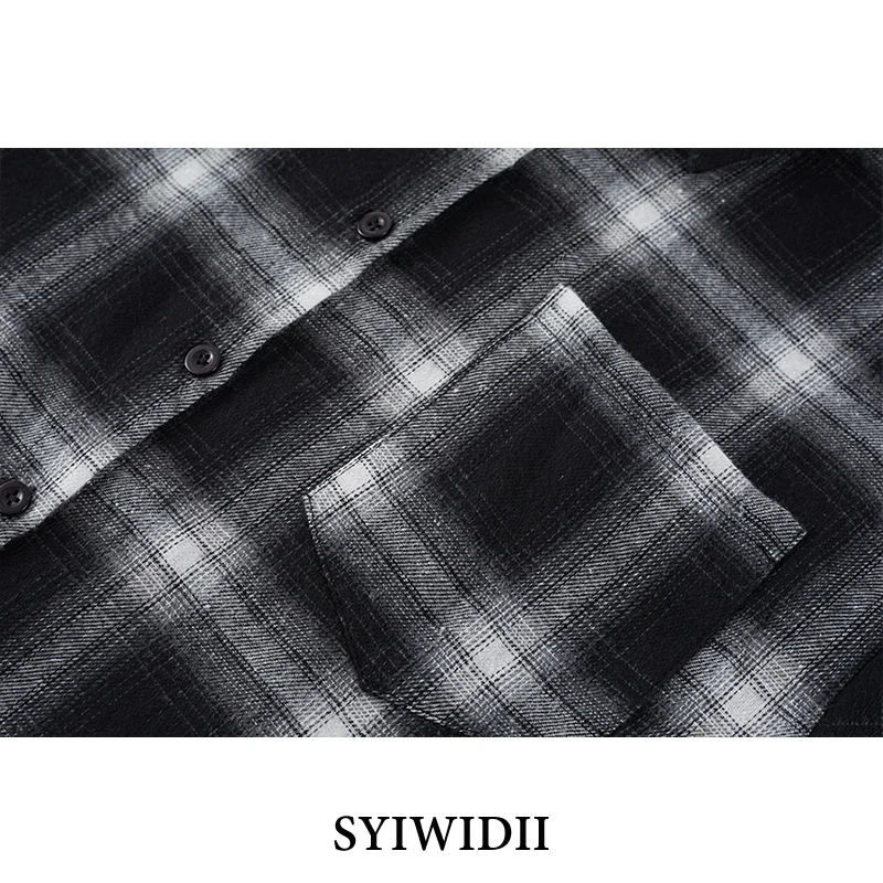 Syiwidii рубашки в клетку для женщин с длинным рукавом оверсайз блузки на пуговицах