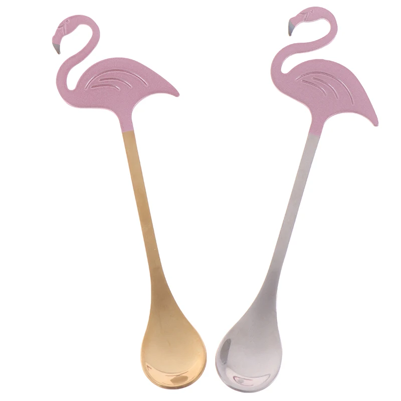 Ложка с Фламинго из нержавеющей стали ложка для кофе чая супа торта желе десерта