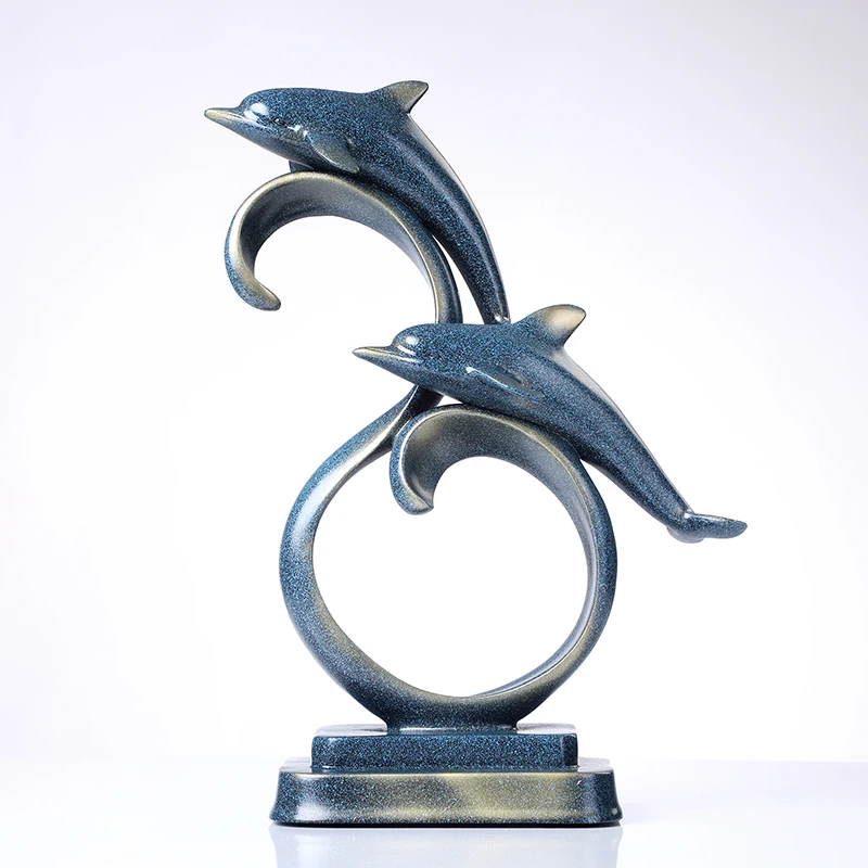 Couple Dolphin Miniature Resin Lovers Figurine Marine Craft Home Decor Ornament Wedding Gift Valentine's Day Souvenir | Дом и сад