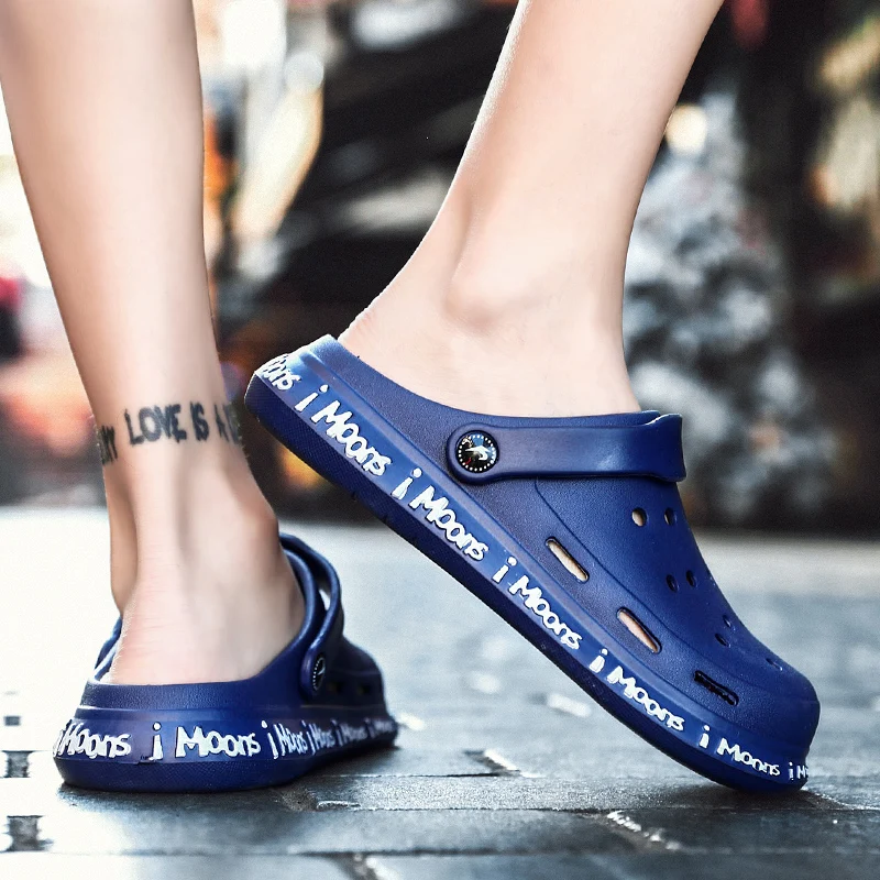 Мужские летние сандалии с принтом граффити мужские пляжные дырками дышащие