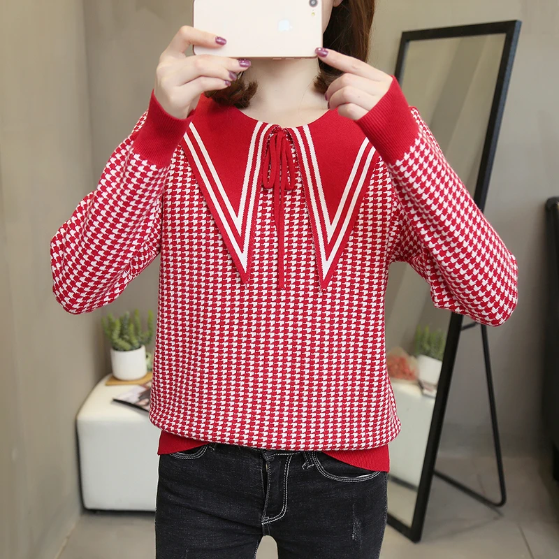 Женский трикотажный свитер с длинным рукавом большого размера зимний 2020 |