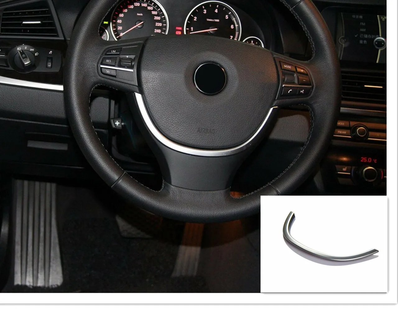 

For BMW 5 Series F10 2011-2016 Chrome Steering Wheel Strips Trim Cover