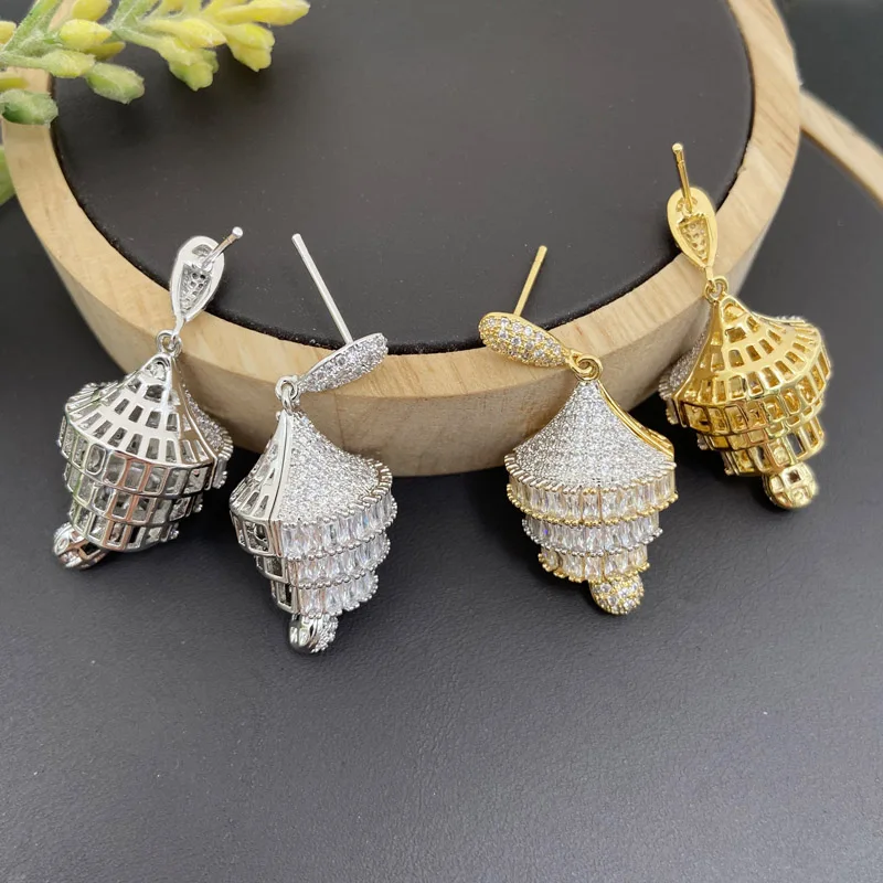 

Lanyika Fashion Jewelry Set Gorgeous Lantern Zirconia Micro Pave Necklace with Earrings for Women Wedding Banquet Best Gifts