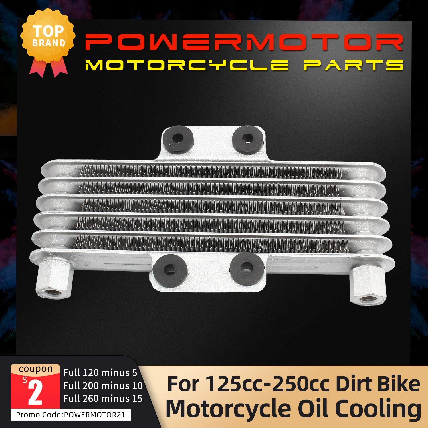 

Universal Motorcycle Engine Oil Cooler 5 Row Cooling Radiator Replacement Fit for 125-250CC most motorcycles
