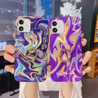 watercolor marble phone case with stand for iphone 12 11 pro max xr xs 7 8 plus se 2020 ring holder laser glitter soft imd cover