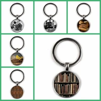 vintage punk keychain library book pattern gothic style souvenir gift men and women gift charm bag hand made key ring boyfriend