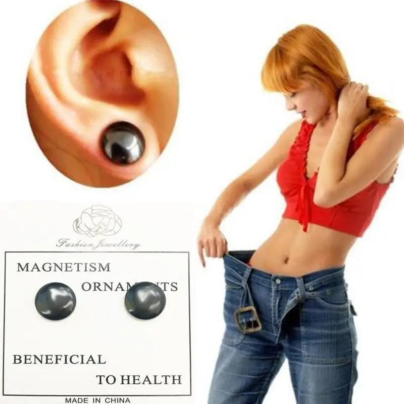 

1 Pair Black Magnetic Slimming Earrings Patch Slimming Health Magnets Thin Patch Lazy Paste Lose Weight S1K6