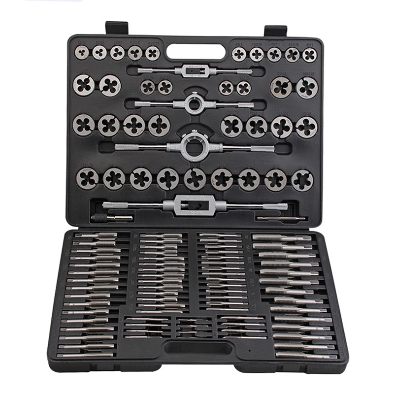 110Pcs Tap and Die Set High Speed Steel Titanium Tap and Die Combination Set For Cutting External & Internal Threads