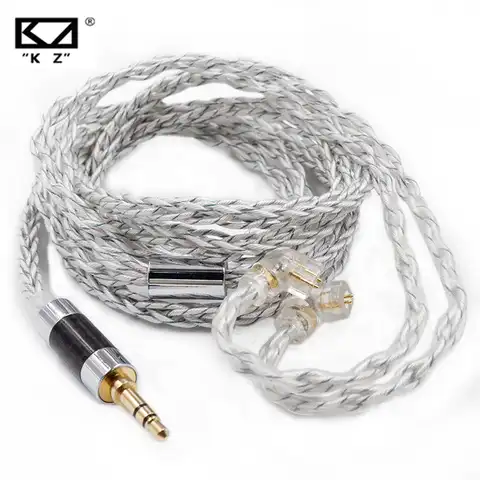 Наушники KZ кабель, 8 ядер, серебристо-синий, гибридный, 784 ядер, посеребренный, обновленный кабель Heaset, провод для KZ DQ6 ZAX ZS10 PRO ZSN ZSX