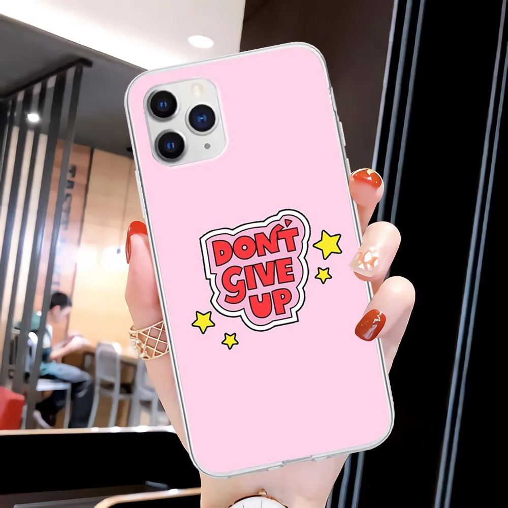 

2021 Never Give Up Transparent Mobile Phone Case Clear Cover For Iphone 11 12 Pro Max 5s 6s 7 8 Plus X Xr Xs Max Se 2020