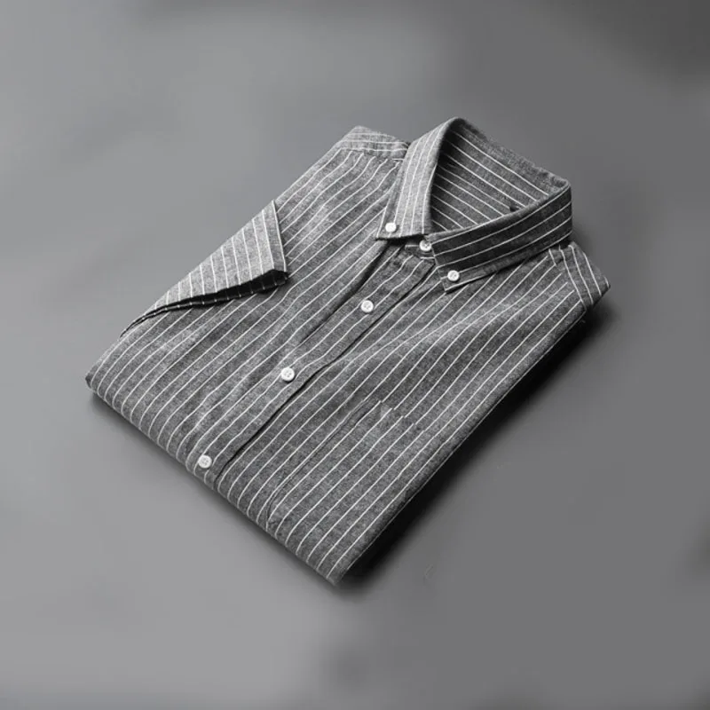 

Summer Men Shirt 5XL 6XL 7XL Bust 146cm Striped Cotton Mens Plus size Shirts