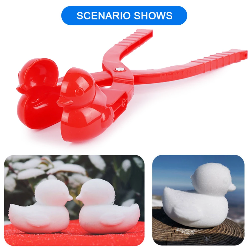 

4pcs Snowball Maker Clip Duck Shaped Children Outdoor Plastic Winter Snow Sand Mold Tool Snowball Fight Play Toys Random Color