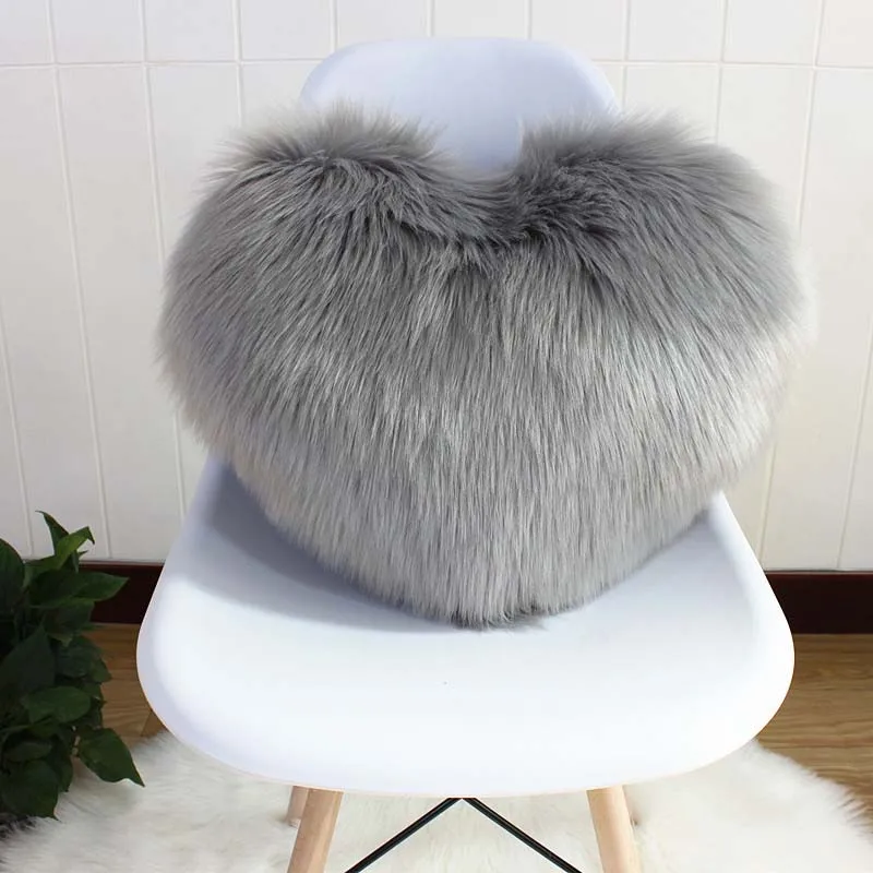 Искусственный мех сердце подушка чехол длинный плюш Свадьба Праздник комната