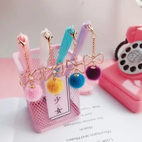 4pcs blingbling pendant gel pen gold chain bow knot ball point black color pens stationery gift office school supplies fb840