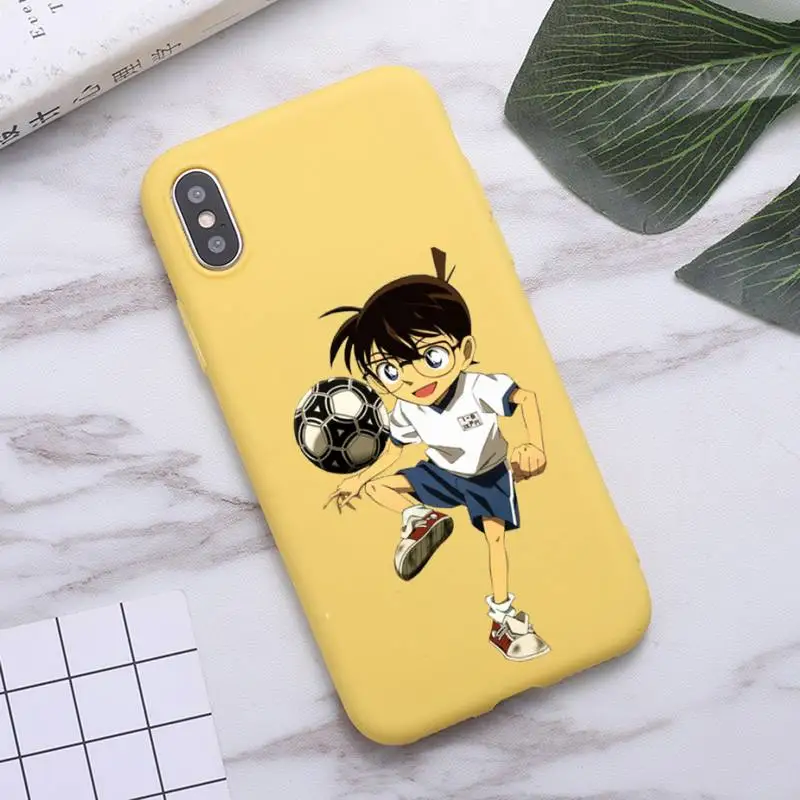 

Japan aime Detective Conan Phone Case Candy Color for iPhone 6 7 8 11 12 s mini pro X XS XR MAX Plus