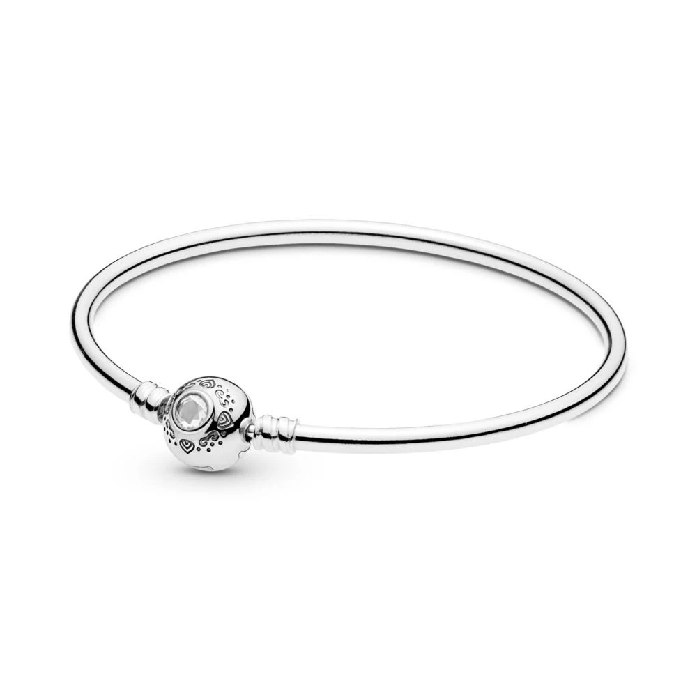 

High Quality 100% 925 Sterling Silver Original Pan Bracelet With Silver Clasp Women's Engraving Inscription