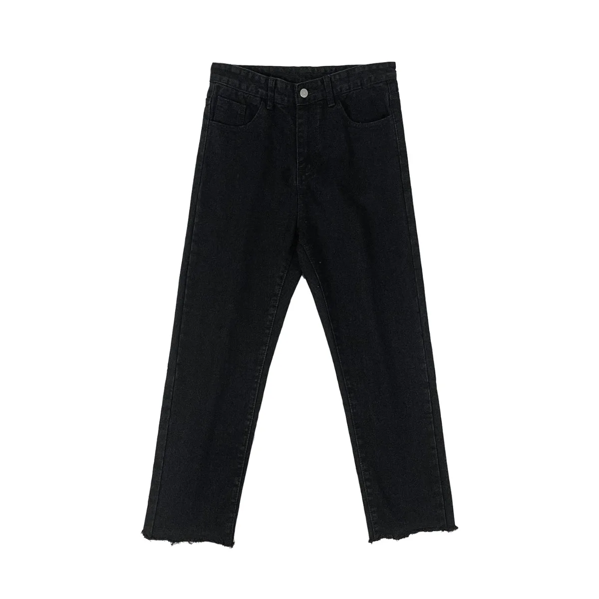 

2021Men's New Loose Black/blue Straight Pants Solid Color Casual Pants Baggy Homme Cargo Pocket Jeans Biker Denim Trousers