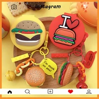 cute hamburger soft silicone case for oppo enco w31 biuetooth earphone case for oppo w31 lite protective cover box for lovers