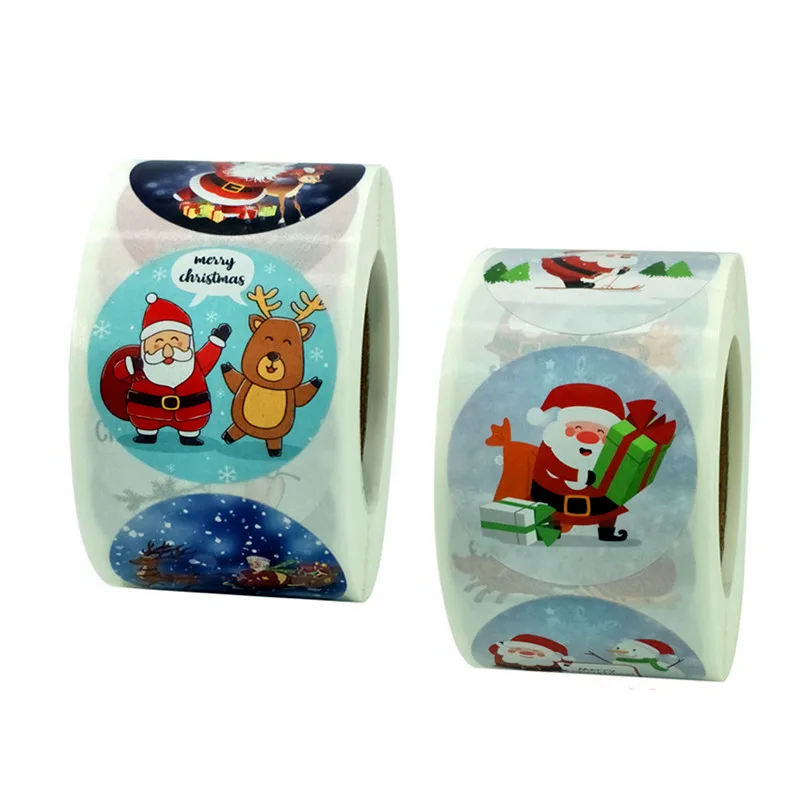 

1000pcs 1.5inch Christmas i thank you sticker Kraft Noel Scrapbooking tape Stickers Birthday Gift sealing Labels 2 rolls