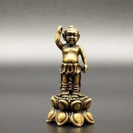 Латунь лотоса принц Будда маленький орнамент мини Sakyamuni Маленький Бронзовый