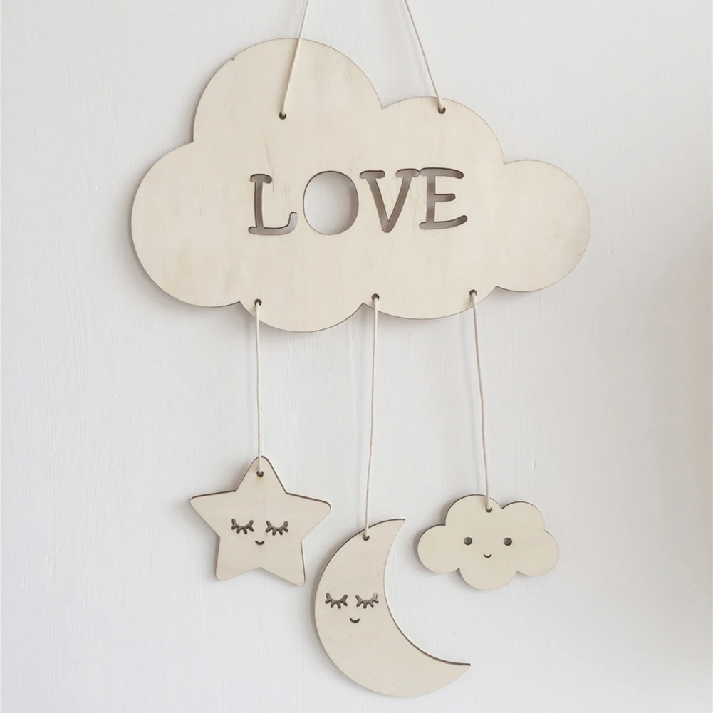 Романтический висячий фон для детской комнаты в форме Луны звезды облака