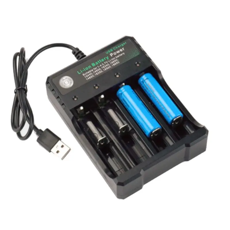3 7 V 18650 4 слота Зарядное устройство Портативный 18350 16340 14500 USB Интерфейс