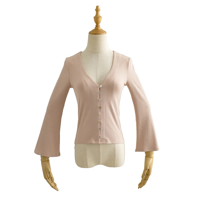 

Retro Young Style Cardigans Ruched T Shirt Split Top Women Knit Rib Summer Streetwear Fitness T-shirts