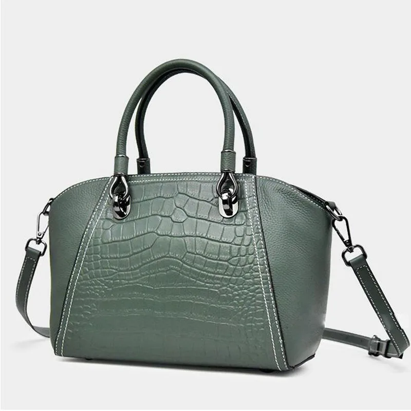 

New Genuine leather handbags new trendy fashion messenger bag female atmosphere crocodile pattern first layer leather handbags