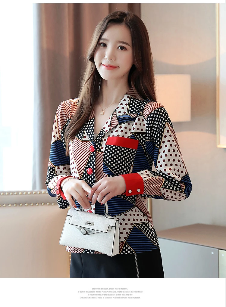 Dingaozlz blusa feminina Женские повседневные топы модная блузка с принтом корейская модная женская одежда шифоновая рубашка