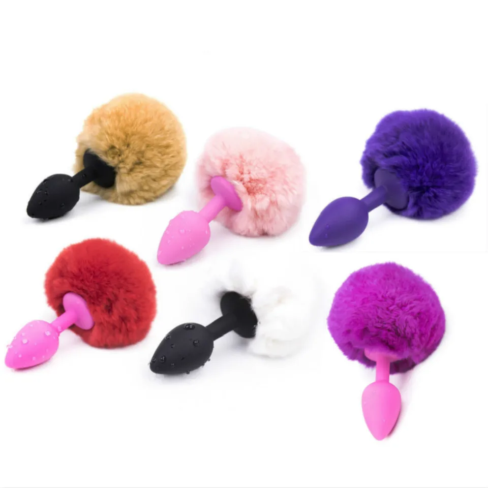 Силиконовая Анальная пробка с кроличьим хвостом милый хвост игрушка секс