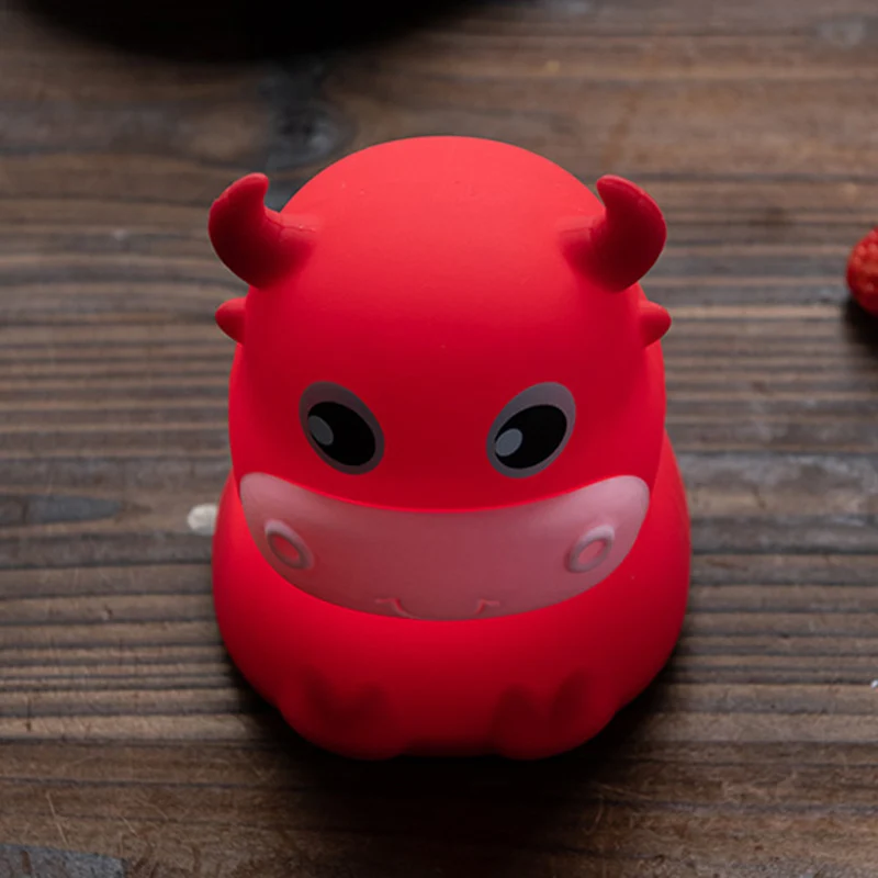 

Hot 3D Cow Led Night Light Soft Silicone Colorful Lights Touchs Sensor For Home Bedroom Decoration FQ-ing