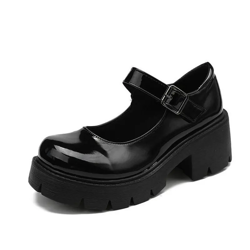 

Japanese Style Mary Jane Shoes Vintage Girls High Heels Platform Shoes College Students Black Shoes Lolita Shoes Women