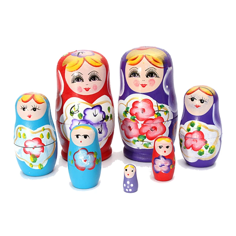 

Lovely Russian Nesting Matryoshka 5-Piece Wooden Doll Set Wooden Doll Hand Painted Doll Toy