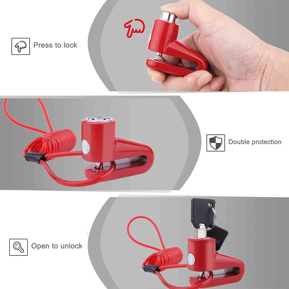 

Security Disc Lock Anti Theft Safety Security Lock Steel Electric Scooter Cycling Rotor Brake Wheel Lock for Xiaomi M365 Red