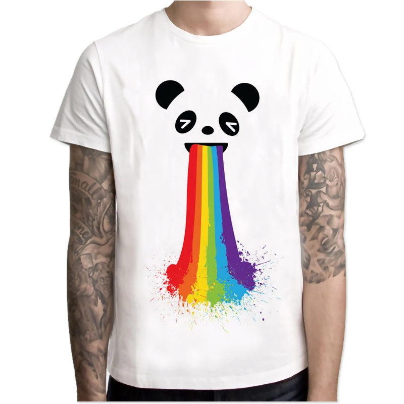 Футболка ЛГБТ с радужной пандой мужской летний топ забавная футболка модная