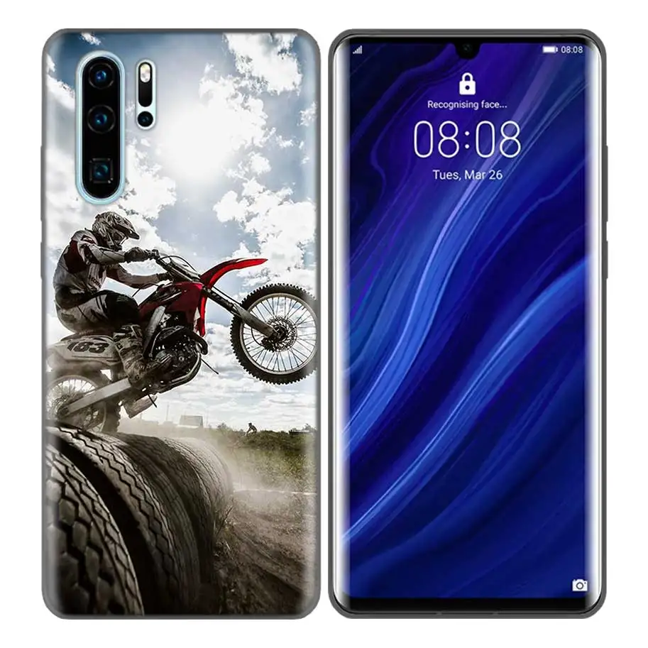 Черный силиконовый чехол для huawei P30 P20 P10 mate 30 20 10 Lite Pro Coque сумки Обложка Capas Back moto внедорожный мотоцикл Спорт - Цвет: SX-002