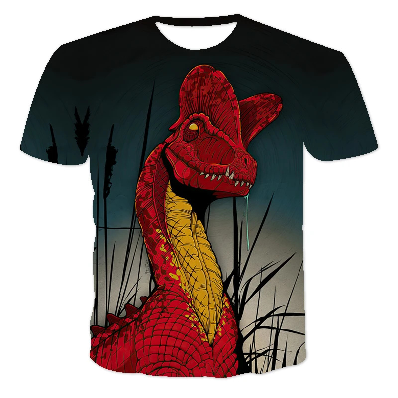 

2021 summer European and American 3D digital printing men's Jurassic Park T-shirt everyday casual style short sleeve 100-6XL