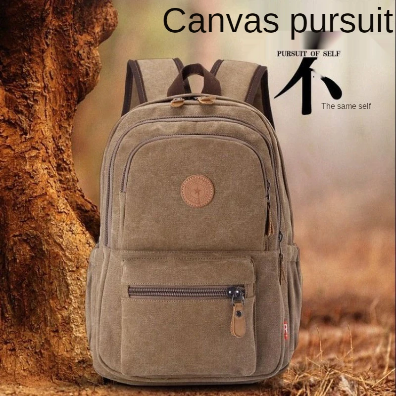 Thickening and Wear-Resistant Canvas Backpack Unisex Small and Medium Luggage Bag Denim Fabric Retro Student Schoolbag