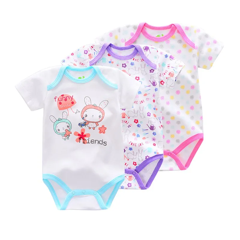 color as photo Комбинезон для новорожденных, комбинезон, хлопок, лето, Roupas de bebe, обезьяна, собака, печать, детская одежда, Комбинезон Девочки младенца, 6 шт, 3 шт./лот - Цвет: color as photo