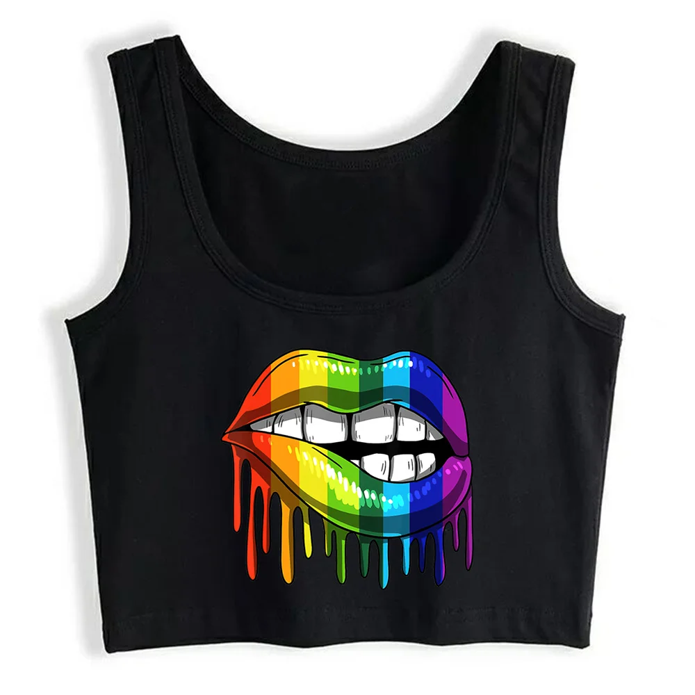 

Crop Top Women Rainbow Lip Drip Lesbian Gay Pride Bisexual Harajuku Emo Aesthetic Grunge Tank Top Female Clothes