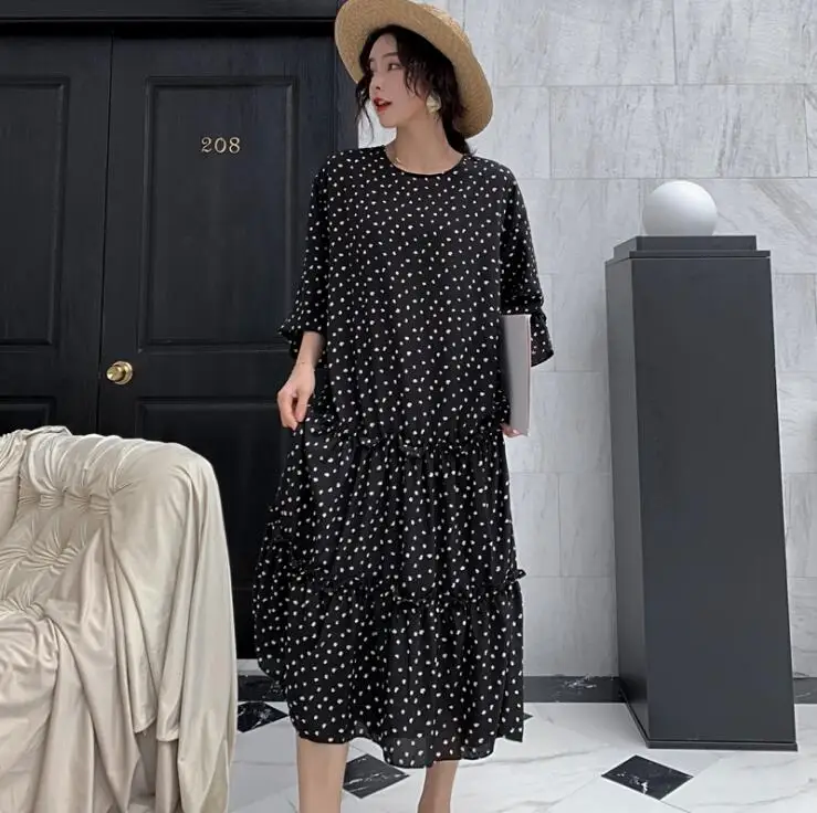 2019 Новое поступление весеннее платье для беременных милое в горошек большого