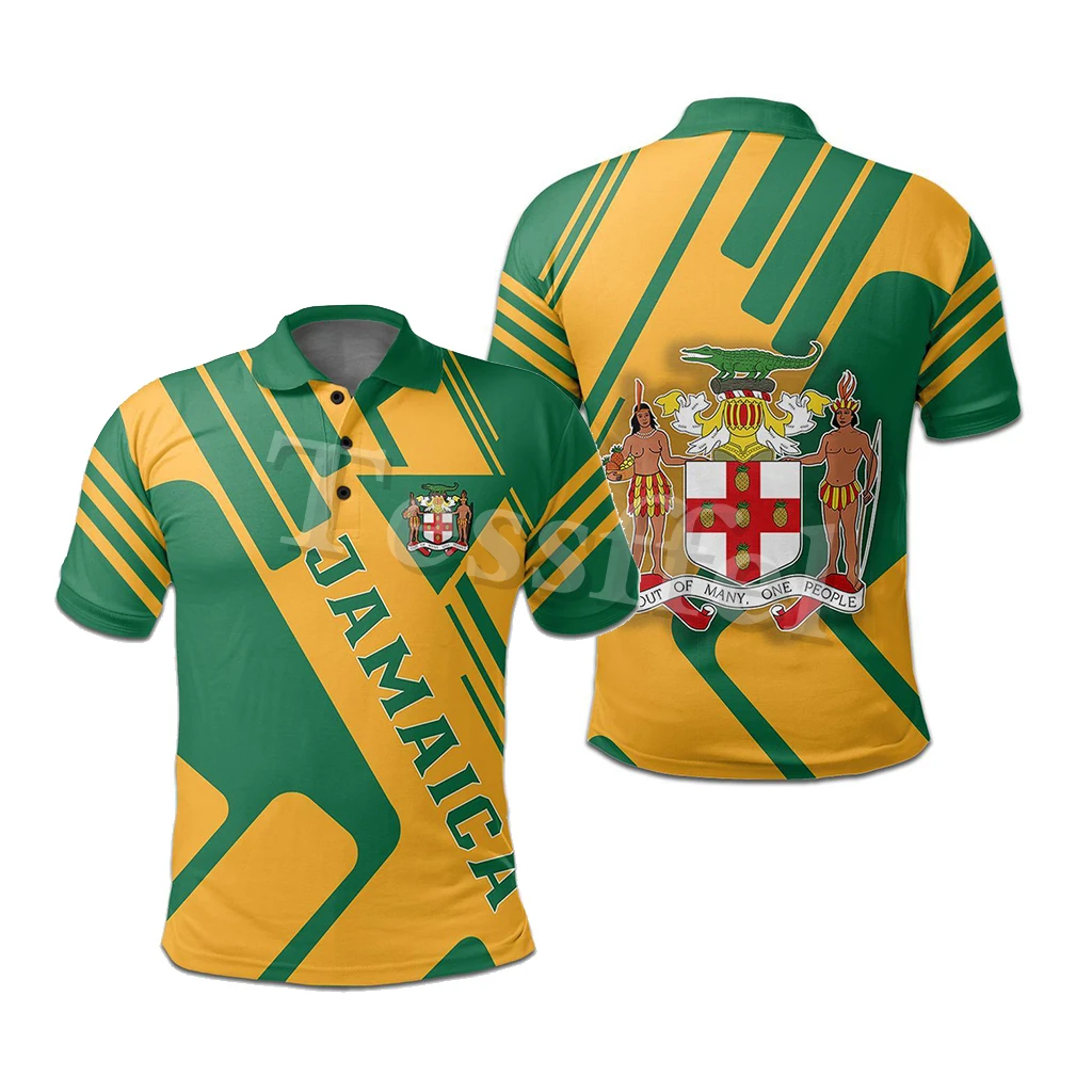

Tessffel Jamaica Lion Emblem Summer Fashion 3D Print Polo Shirt Men Women Colorful Short Sleeve T-shirt Streetwear Style-6