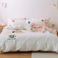 soft cotton bedding set solid duvet cover home textile 4pcs bed sheet set cartoon bed sheet twin queen size
