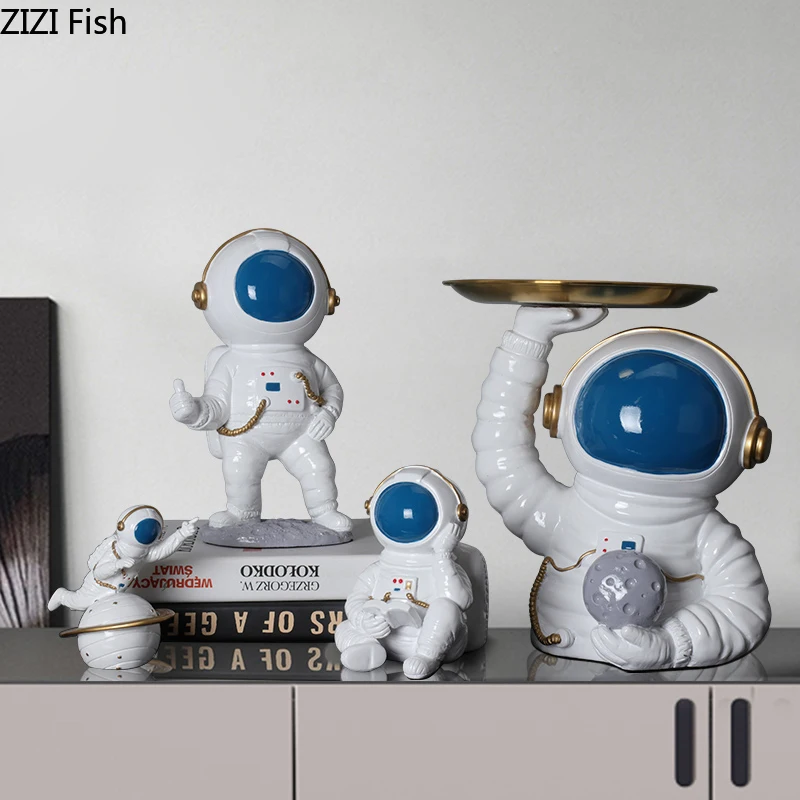 

Креативный ящик для хранения космонавта, поднос, скульптура, украшение, фигурка из смолы, ремесла, гостиная, ТВ, кабинет, украшение для детск...