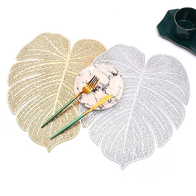 

12Pack Turtle Leaf Shaped Placemats Metal Hollow Table Mats for Dining Table Decoration Wedding, Banquet, Holiday，Daily Kitchen